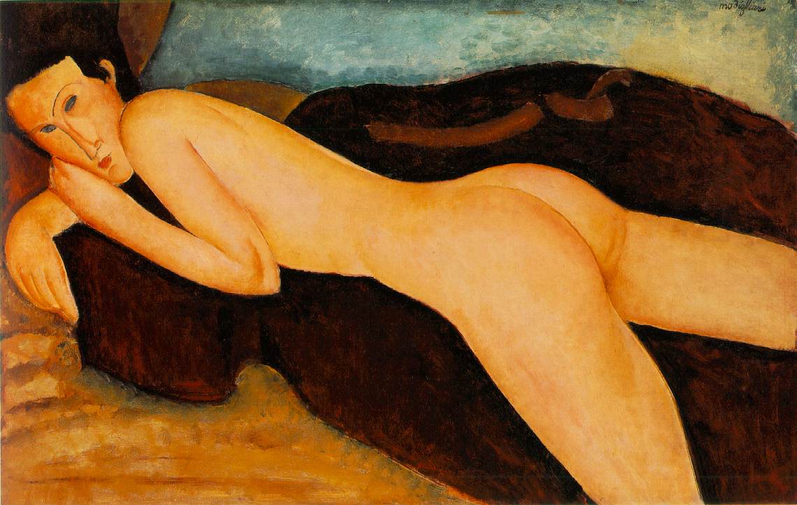 reclining nude from the back 1917 - Amedeo Modigliani Paintings